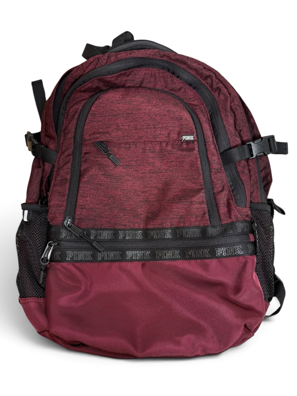 PINK Victoria’s Secret Campus Backpack Maroon Burgundy Heather Mesh Large Bag